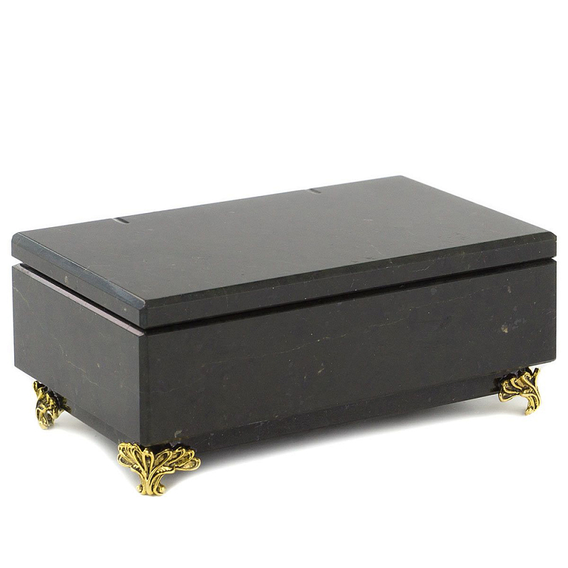 Шкатулка из натурального камня змеевик чёрного цвета Stone Casket Черный Золотой Шкатулка из натурального камня змеевик чёрного цвета Stone Casket Черный Золотой в Рязани | Loft Concept