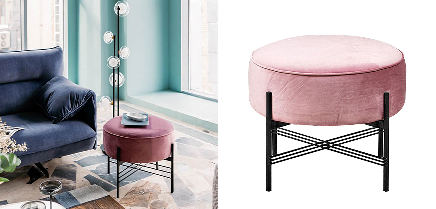 Пуф розовый велюровый Sanjay Velour Pouf Pink Пуф розовый велюровый Sanjay Velour Pouf Pink - Loft-Concept в Рязани