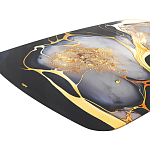 Обеденный стол с прямоугольной черно-золотой столешницей из стекла на 4-х металлических ножках Gold and Black Marble варинант исполнения - 4 | Loft Concept в Рязани