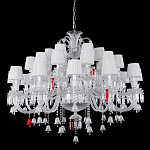 Люстра многоярусная с 30-ю белыми текстильными абажурами и хрустальными подвесками Lustre Reverie варинант исполнения - 1 | Loft Concept в Рязани