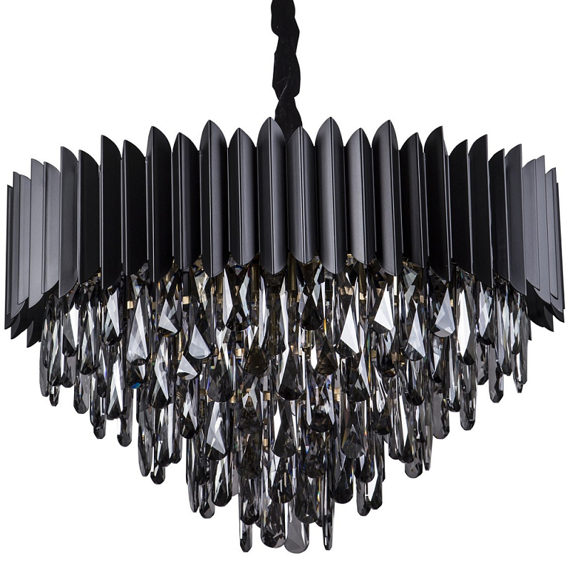 Люстра с хрустальными подвесками Blake Metal Crystal Chandelier Черный матовый Стекло Смок Бронза Люстра с хрустальными подвесками Blake Metal Crystal Chandelier Черный матовый Стекло Смок Бронза в Рязани | Loft Concept