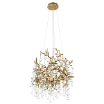 Подвесная люстра в виде ветвей деревьев золотого цвета с прозрачными подвесками-каплями 8 и 14 ламп Droplet Chandelier варинант исполнения - 4 | Loft Concept в Рязани