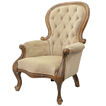 Кресло с мягкой обивкой из светло-коричневого велюра на 4-х деревянных ножках Evelyn Classical Armchair варинант исполнения - 3 | Loft Concept в Рязани