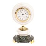 Часы настольные бронзовые из натуральных камней Мрамор и Змеевик Stone Clock варинант исполнения - 7 | Loft Concept в Рязани