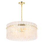 Люстра подвесная круглая с прозрачными рельефными стеклянными вставками и золотым основанием Textured Glass Chandelier варинант исполнения - 3 | Loft Concept в Рязани