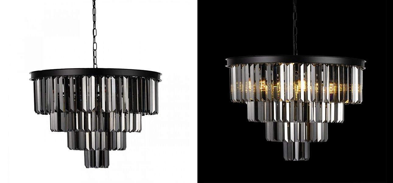 Круглая Люстра RH 1920s Odeon Black iron Four Layers Серое Стекло диаметр 60 см Круглая Люстра RH 1920s Odeon Black iron Four Layers Серое Стекло диаметр 60 см - Loft-Concept в Рязани