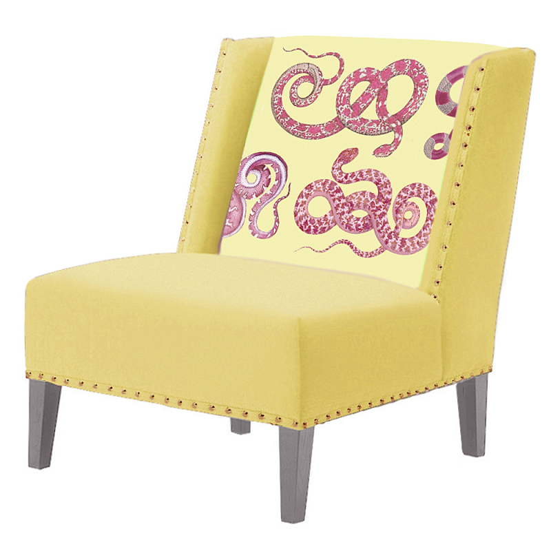 FUN Armchair Snakes yellow Дизайнерское кресло с цветным принтом Желтый FUN Armchair Snakes yellow Дизайнерское кресло с цветным принтом Желтый в Рязани | Loft Concept