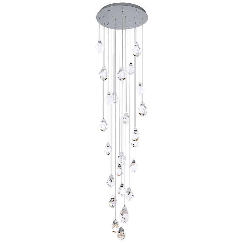 Большая каскадная люстра с хрустальными плафонами хром Esme Crystal Chrome Cascade Chandelier 25 Хром Прозрачный в Рязани | Loft Concept 