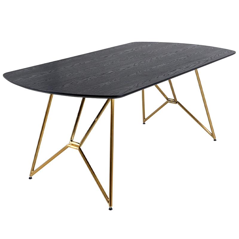 Обеденный стол на металлических ножках Ward Brass Dining Table Черный Латунь Обеденный стол на металлических ножках Ward Brass Dining Table Черный Латунь в Рязани | Loft Concept