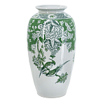 Ваза высокая с зелеными цветочными и птичьими мотивами Vase Inspired by Nature варинант исполнения - 1 | Loft Concept в Рязани