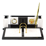 Настольный письменный набор из белого мрамора и змеевика Marble Accessory варинант исполнения - 1 | Loft Concept в Рязани