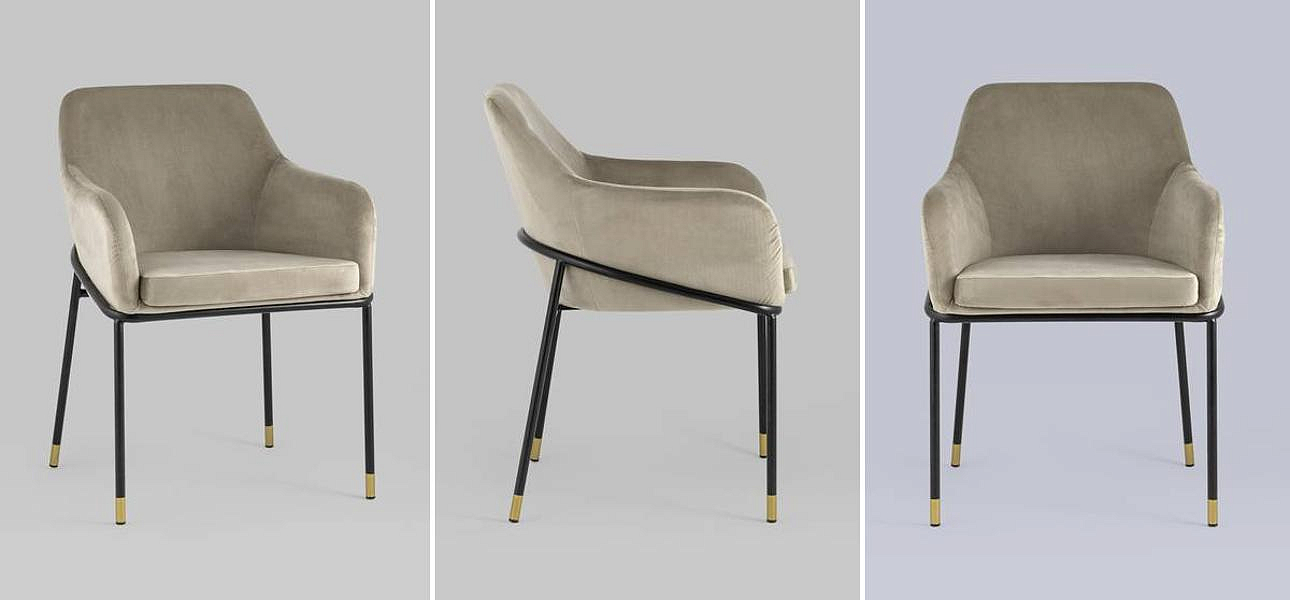 Стул Sandra Chair Велюр цвет Шампань Стул Sandra Chair Велюр цвет Шампань - Loft-Concept в Рязани