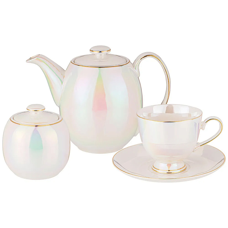 Чайный сервиз из фарфора на 6 персон 14 предметов Porcelain Pearl Жемчужный Чайный сервиз из фарфора на 6 персон 14 предметов Porcelain Pearl Жемчужный в Рязани | Loft Concept
