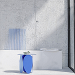 Matis журнальный столик синий из металла и кожи варинант исполнения - 1 | Loft Concept в Рязани