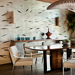 Обои ручная роспись Fishes Blue Pearl on Tarnished Silver gilded silk with pearlescent antiquing варинант исполнения - 4 | Loft Concept в Рязани