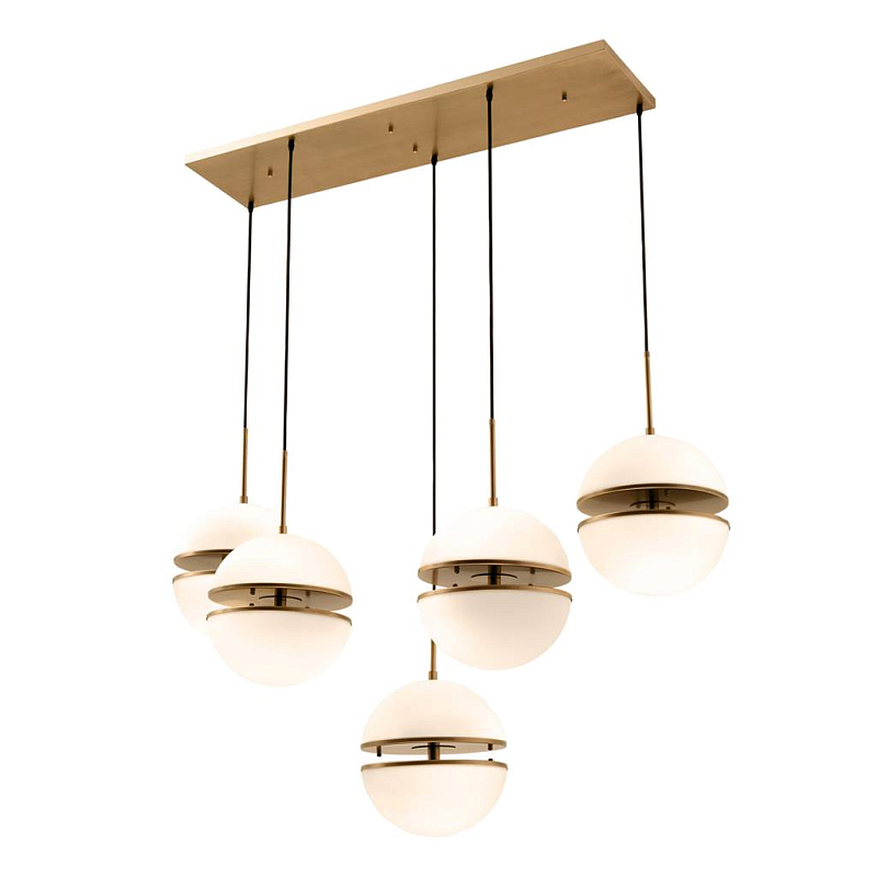 Люстра Hanging Lamp Spiridon 5 light Латунь Античная полированная Белый Люстра Hanging Lamp Spiridon 5 light Латунь Античная полированная Белый в Рязани | Loft Concept