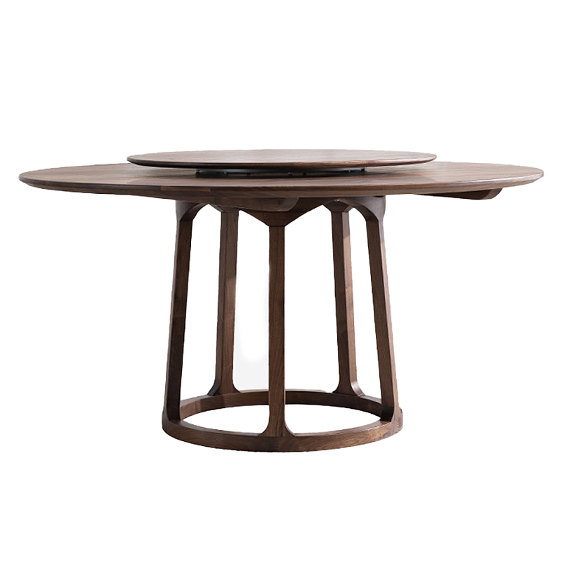 Стол обеденный круглый с поворотной столешницей Walnut Wood Table Орех Стол обеденный круглый с поворотной столешницей Walnut Wood Table Орех в Рязани | Loft Concept