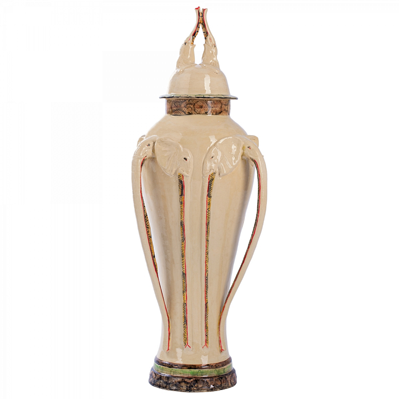 Большая Ваза Safari Elephant Urn Ardmore style Бежевый Большая Ваза Safari Elephant Urn Ardmore style Бежевый в Рязани | Loft Concept