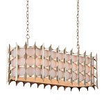 Люстра овальной формы с фактурным серебряным каркасом и тканевым абажуром Silver Honeycomb варинант исполнения - 1 | Loft Concept в Рязани