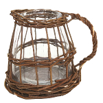 Кашпо стеклянное в плетёной корзине Mistress варинант исполнения - 1 | Loft Concept в Рязани