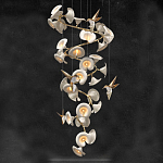 Люстра каскадная из белых цветов каллы и птичек Refined Taste of Light варинант исполнения - 1 | Loft Concept в Рязани