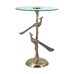 Столик с круглой стеклянной столешницей и корпусом в виде двух павлинов на ветке Table Two Peacocks варинант исполнения - 4 | Loft Concept в Рязани