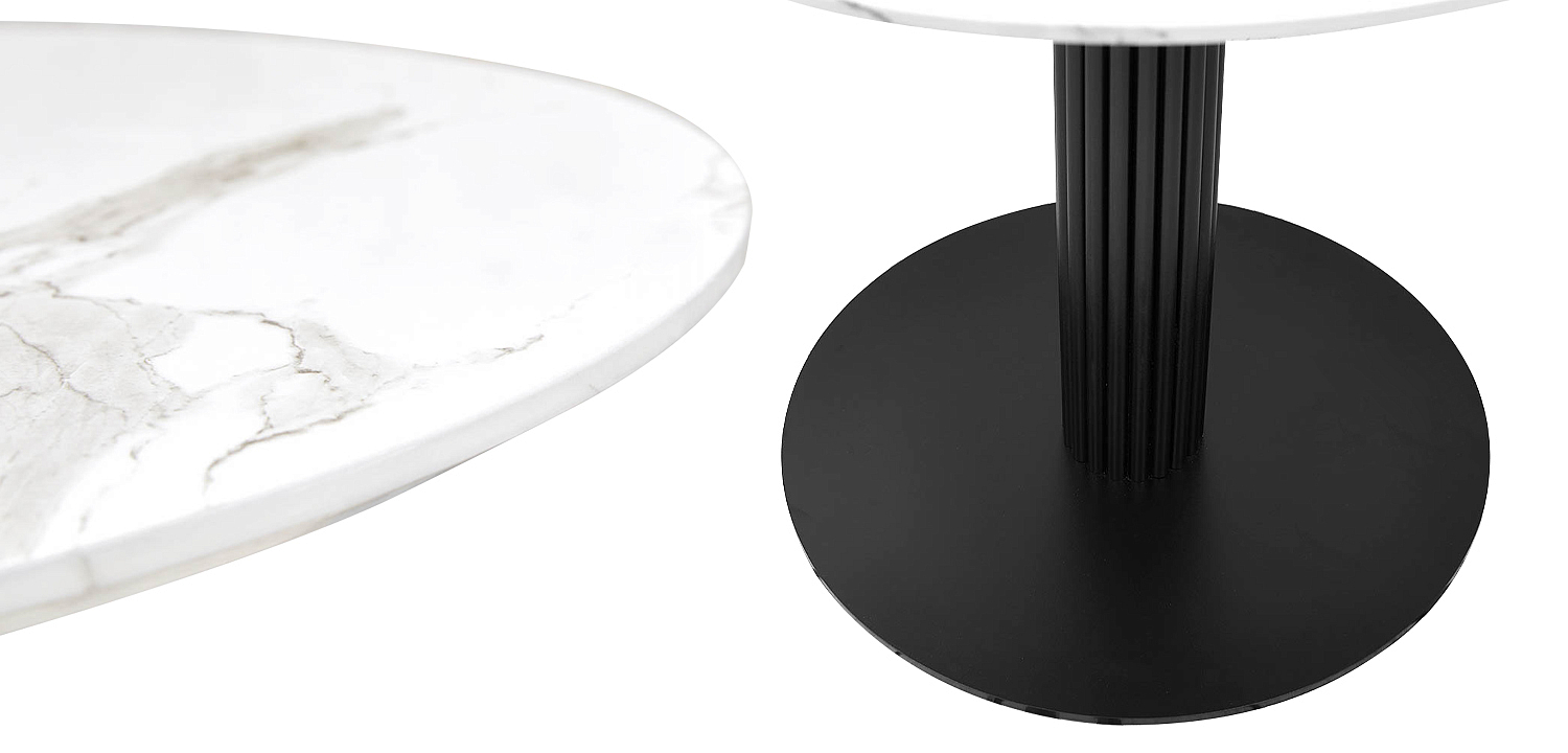 Круглый обеденный стол Blanca Marble Dinner Table столешница с рисунком под мрамор Круглый обеденный стол Blanca Marble Dinner Table столешница с рисунком под мрамор - Loft-Concept в Рязани