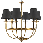 Люстра на металлическом основании бронзового цвета с 6-ю черными конусовидными абажурами Dignity варинант исполнения - 6 | Loft Concept в Рязани