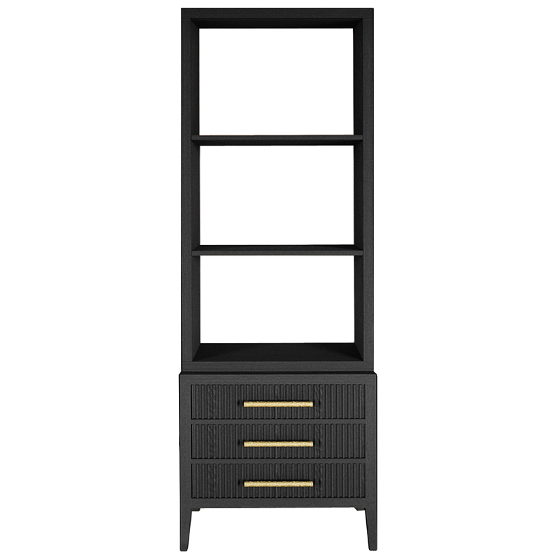 Этажерка Primo с ящиками шпон Черный дуб Черный Золотой в Рязани | Loft Concept 