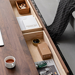 Кофейный стол из массива дерева с выдвижными ящиками Coffee Walnut Table варинант исполнения - 7 | Loft Concept в Рязани