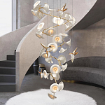 Люстра каскадная из белых цветов каллы и птичек Refined Taste of Light варинант исполнения - 4 | Loft Concept в Рязани