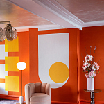 Обои ручная роспись Chez Nina by India Mahdavi Lantana colourway on Arancio dyed silk варинант исполнения - 5 | Loft Concept в Рязани