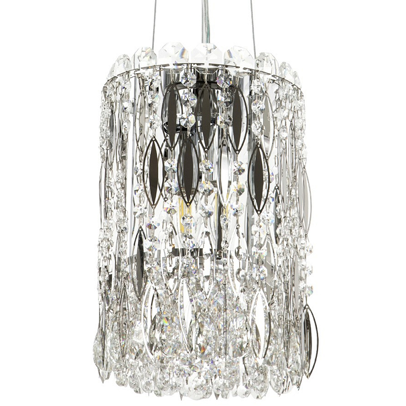 Подвесной светильник с металлическими и хрустальными подвесками Bonnay Crystal Chrome Hanging Lamp Хром Прозрачный Подвесной светильник с металлическими и хрустальными подвесками Bonnay Crystal Chrome Hanging Lamp Хром Прозрачный в Рязани | Loft Concept