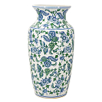 Ваза с зелено-голубым цветочным узором на белом фоне 61 см Blue & White Ornament варинант исполнения - 1 | Loft Concept в Рязани