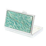 Таблетница карманная прямоугольная на 7 отделений с зеркалом и накладкой из натурального камня Амазонит Silver Stone Pillboxes варинант исполнения - 2 | Loft Concept в Рязани