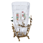 Ваза стеклянная прозрачная с бронзовым основанием в виде ветвей и фарфоровыми птичками Eden Garden варинант исполнения - 2 | Loft Concept в Рязани