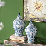 Ваза с крышкой и голубым цветочным рисунком на белом фоне Blue & White Ornament варинант исполнения - 6 | Loft Concept в Рязани