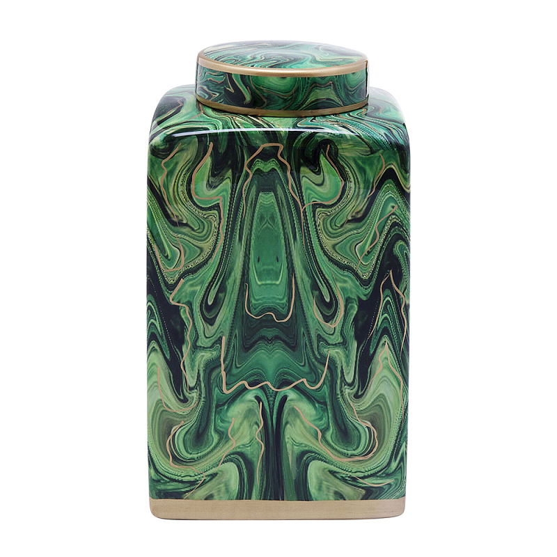 Ваза с малахитовым узором MALACHITE Малахит Золотой в Рязани | Loft Concept 