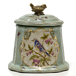 Шкатулка голубого цвета с рисунком и состаренным эффектом Eden Garden варинант исполнения - 1 | Loft Concept в Рязани