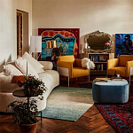 Трехместный диван с обивкой букле молочного цвета Leonois Boucle Sofa варинант исполнения - 5 | Loft Concept в Рязани