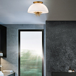 Подвесной светильник золотого цвета с полусферическим опаловым плафоном и декоративным элементом Elstead Lighting варинант исполнения - 9 | Loft Concept в Рязани