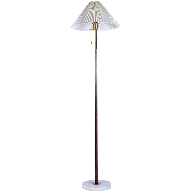 Торшер с плиссированным белым абажуром Pleated White Floor Lamp Белый Коричневый Белый Мрамор Bianco Латунь Торшер с плиссированным белым абажуром Pleated White Floor Lamp Белый Коричневый Белый Мрамор Bianco Латунь в Рязани | Loft Concept