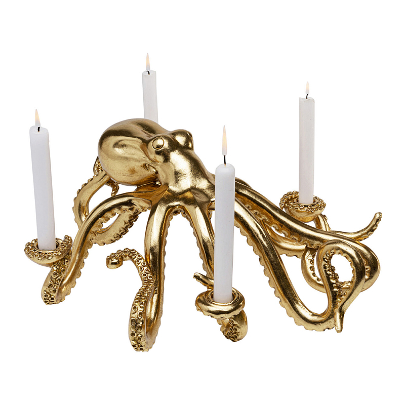 Большой Подсвечник золотой Осьминог Gold Octopus Candlestick  Глянцевое золото в Рязани | Loft Concept 