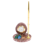 Часы настольные с шариковой металлической ручкой из натурального камня Stone Clock варинант исполнения - 4 | Loft Concept в Рязани