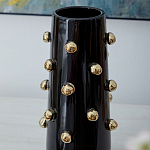 Ваза черная цилиндрическая с глянцевым покрытием и золотыми декоративными элементами Molecule Collection варинант исполнения - 2 | Loft Concept в Рязани