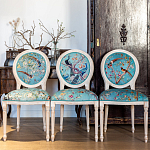 Стул из массива бука с изображением птиц и цветов Turquoise Beige Chinoiserie Garden Chair варинант исполнения - 7 | Loft Concept в Рязани