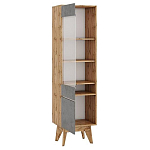 Шкаф-витрина с фасадом цвета серый бетон и стеклянной дверкой Grace of Furniture варинант исполнения - 2 | Loft Concept в Рязани