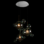 Люстра подвесная с прозрачными бирюзовыми стеклянными шарами и круглым основанием 3 лампы Giopato & Coombes варинант исполнения - 4 | Loft Concept в Рязани