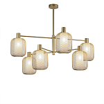 Люстра потолочная с абажурами из металлической сетки Loft Grid Pendant Gold варинант исполнения - 1 | Loft Concept в Рязани