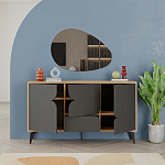 Комод цвета древесины с 3-мя дверцами и выдвижным ящиком темно-серого цвета SPARK CONSOLE OAK ANTHRACITE варинант исполнения - 2 | Loft Concept в Рязани